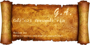 Géczi Annamária névjegykártya
